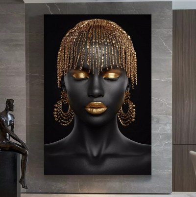 Frau Goldschmuck abstrakt moderne Kunst schwarz