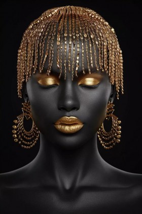 Frau Goldschmuck abstrakt moderne Kunst schwarz