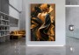 Frau Gemälde Safran-Gelb Orange Wandbild Modern
