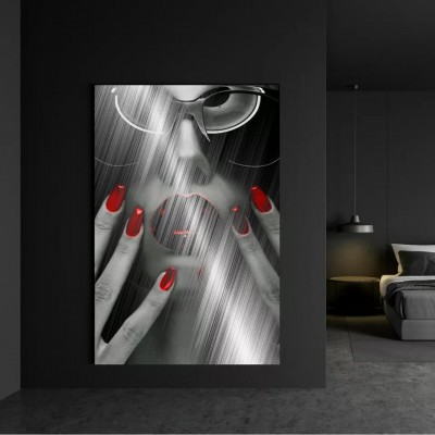 Frau Schwarz Weiss Rot Modern Loft Abstrakt