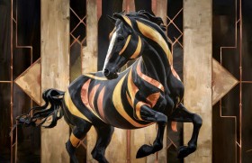 Pferd Art Deco Wandbild Brauntöne Tiere Abstrakt