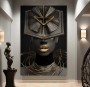 Frau mit Hut abstrakt moderne Kunst schwarz gold