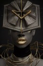 Frau mit Hut abstrakt moderne Kunst schwarz gold