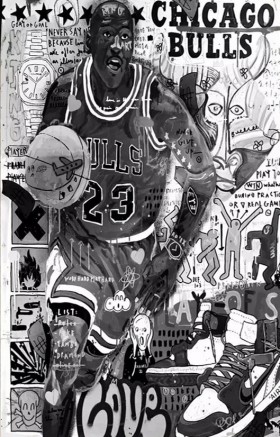 Michael Jordan Graffiti Pop-Art Sport Nike Schwarz W