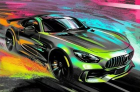 Mercedes AMG Auto Abstrakt Bunt Wandbild Modern
