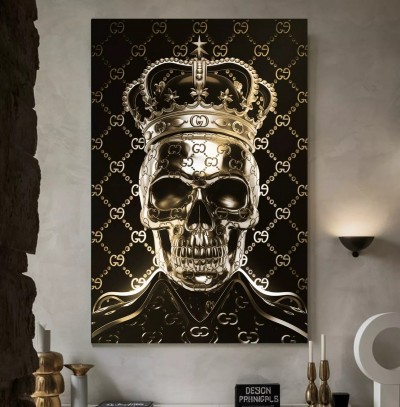 Skull Schädel Totenkopf Schwarz Gold Optik
