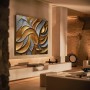 Abstrakte Kunst 3D Optik Grau Orange Terrakotta