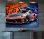 Auto Porsche Rennwagen Buntes Graffiti Wandbild