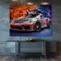 Auto Porsche Rennwagen Buntes Graffiti Wandbild