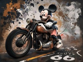 Chopper Motorrad Wandbild Route 66