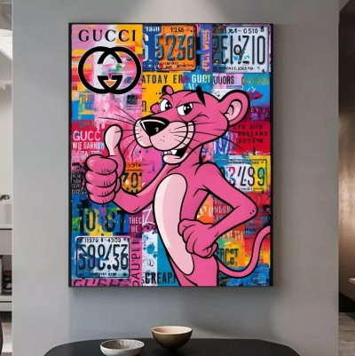 Pink Panther Pop Art Wandbild Buntes Graffiti