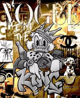 Dagobert Luxus Graffiti Vogue Wandbild Gold