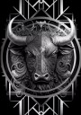 Bullen Kopf Stier Art Deco Wandbild Schwarz Weiß