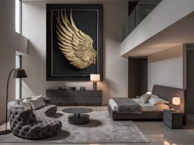 Engel Flügel Schwarz Wandbild Modern Abstrakt Kunst