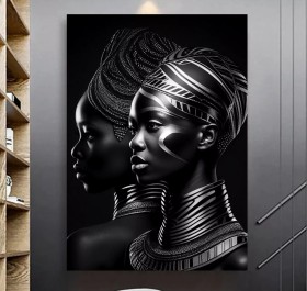 Frauen Schwarz Weiß Modern Wandbild Afrika