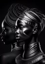 Frauen Schwarz Weiß Modern Wandbild Afrika