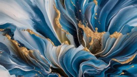Abstrakte Blume Blüte Blau Weiß Moderne Kunst