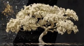 Weißer Baum Wandbild Modern Kunst Natur Schwarz