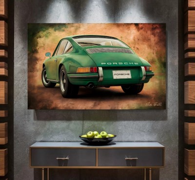 Auto Porsche Retro Vintage Car Grün Wandbild