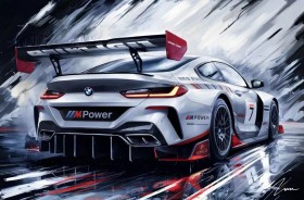 Auto BMW M Power abstraktes buntes Wandbild Sport