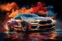 BMW M8 Auto Rennwagen Buntes Design Wandbild