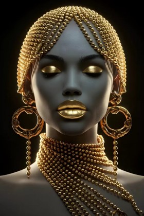 Frau Gold Schmuck Abstrakte Moderne Kunst Schwarz