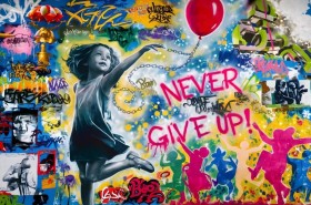 Banksy Graffiti Wandbild Never Give Up Urban Art