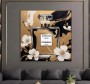 Coco Parfum Blüten Weiß Wandbild Schwarz Gold