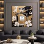 Coco Parfum Blüten Weiß Wandbild Schwarz Gold