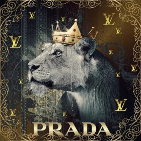 Prada Löwin Krone König Wandbild Modern Mode