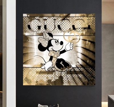 Mini Mouse Pop Art LV Gold Braun Cartoon Modernes