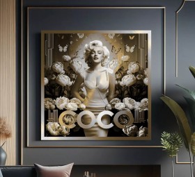 Marilyn Monroe Coco Weiß Gold Wandbild Blumen