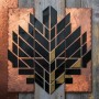 Abstraktes Metall Kupfer Holz Industrial Kunst Art-Déco