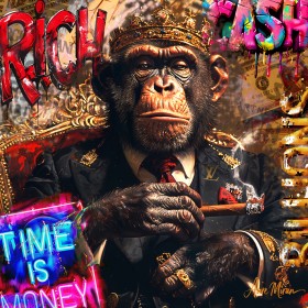 King Monkey – Luxus Street Art Leinwand mit Krone & Zigarre King Monkey – Luxus Street Art Leinwand mit Krone & Zigarre