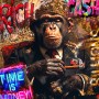 King Monkey – Luxus Street Art Leinwand mit Krone & Zigarre