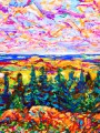 Ein Blick auf die feldartige Landschaft