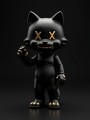Schwarze Katzenfigur mit goldenen Details
