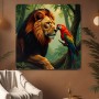 Löwe und Ara im Dschungel