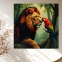 Löwe und Ara im Dschungel