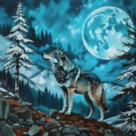 Wolf im Mondlicht