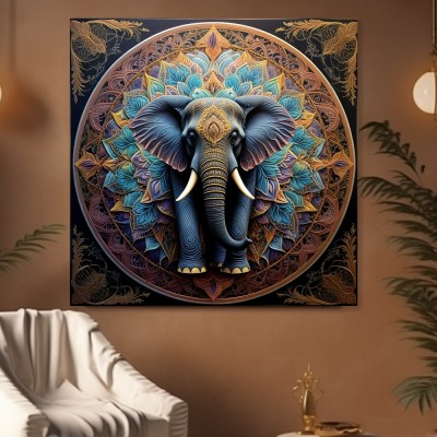 Elefant Mandala in Gold und Türkis
