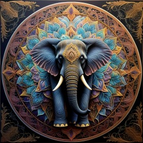 Elefant Mandala in Gold und Türkis