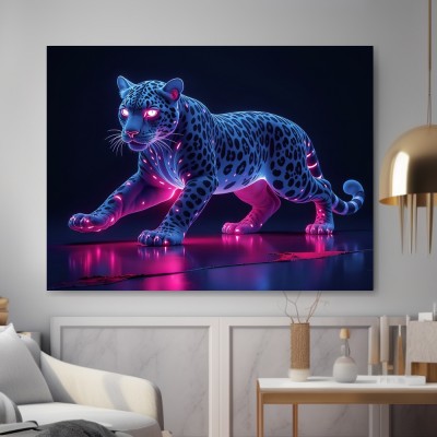 Neon Leopard in Blau und Pink
