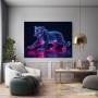 Neon Leopard in Blau und Pink