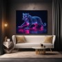 Neon Leopard in Blau und Pink
