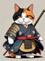 Samurai Katze im Kimono
