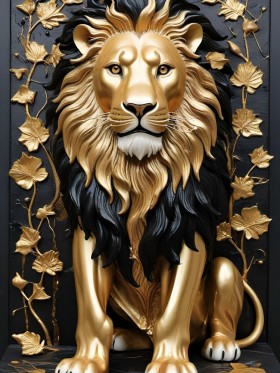 Goldener Löwe mit schwarzer Mähne