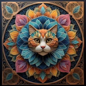 Mandala Katze in Farbenpracht