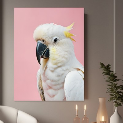 Weißer Kakadu vor Rosa