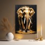 Goldener Elefant vor Schwarz